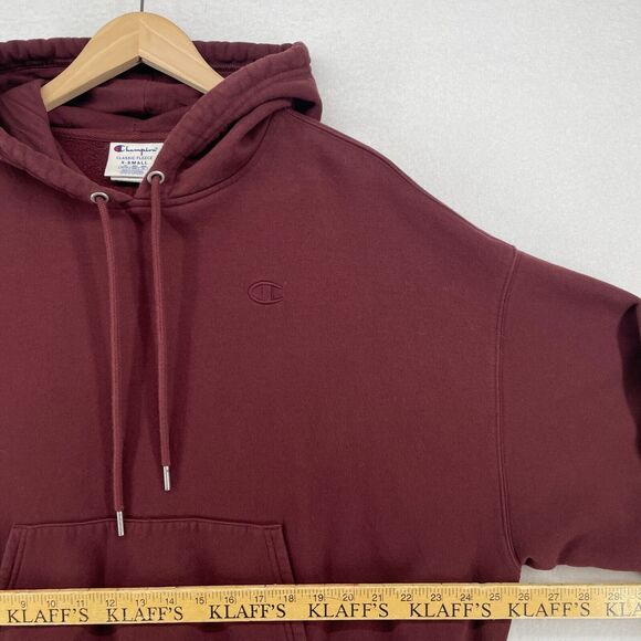 CHAMPION Hoodie Adult XS Classic Fleece Pullover Sport Sweatshirt Jumper Maroon - Picture 10 of 12